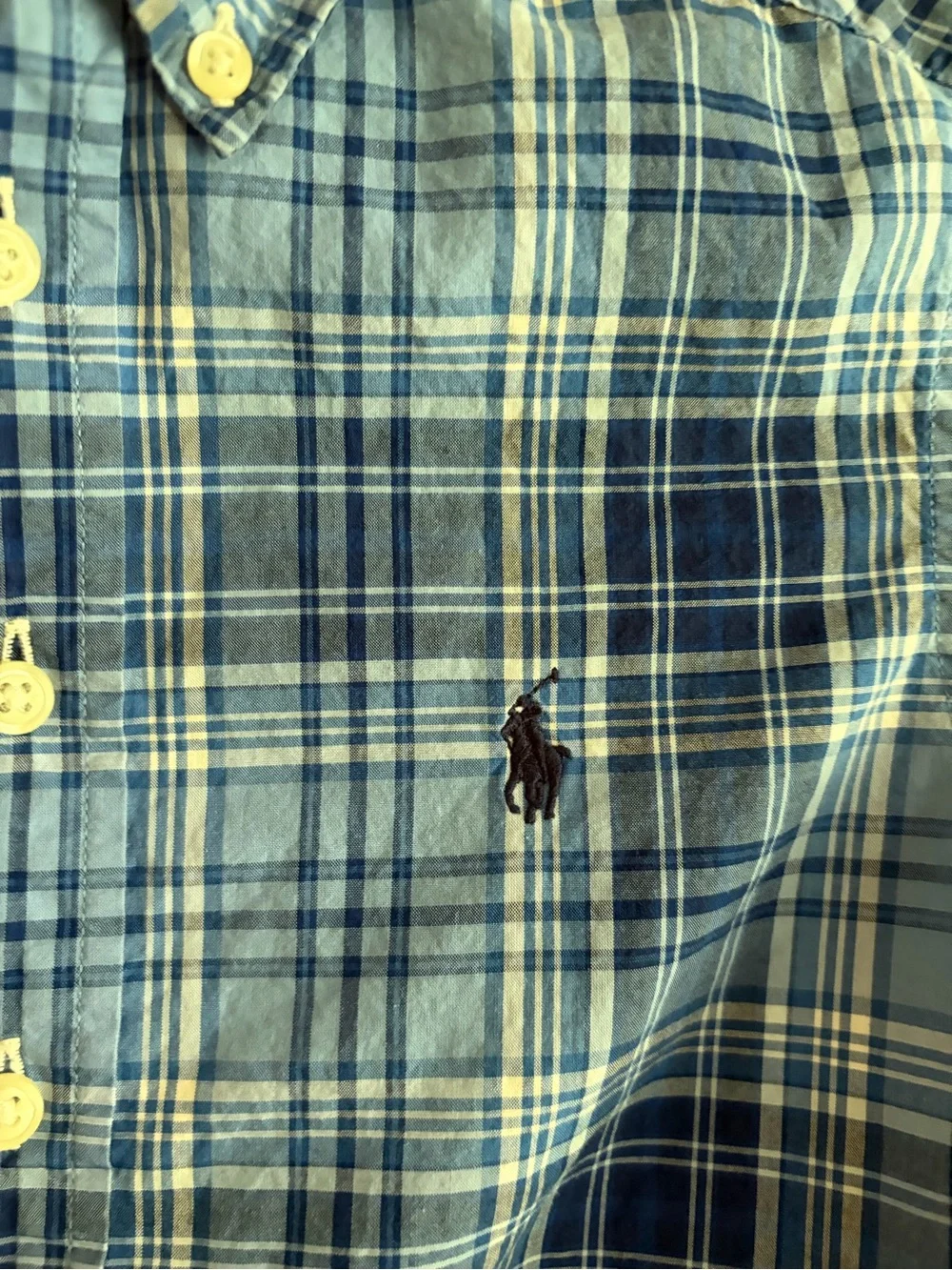Ralph Lauren Men's Blue Plaid Button-Down Shirt
